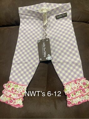 Matilda Jane Lavender & Pink Gingham Ruffle Leggings